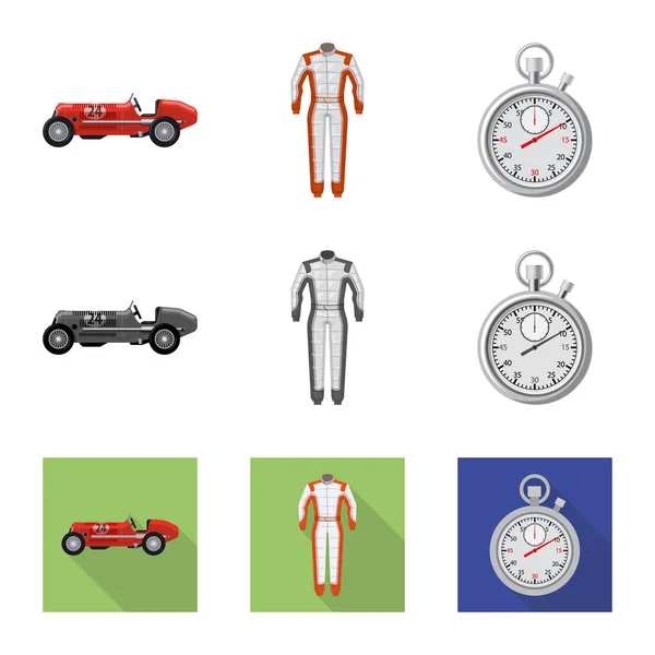 Vektorové ilustrace auto a rally znamení. Sada auto a závod burzovní symbol pro web. — Stockový vektor