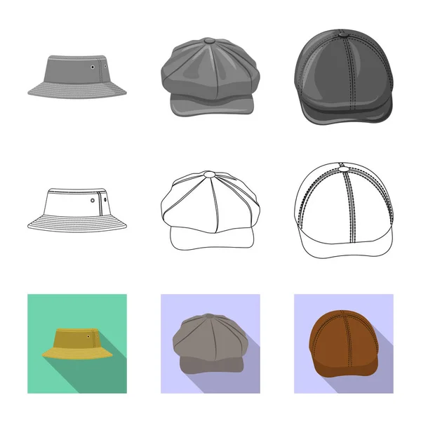 Illustration vectorielle du couvre-chef et du symbole du chapeau. Collection de coiffures et accessoire stock symbole pour la toile . — Image vectorielle