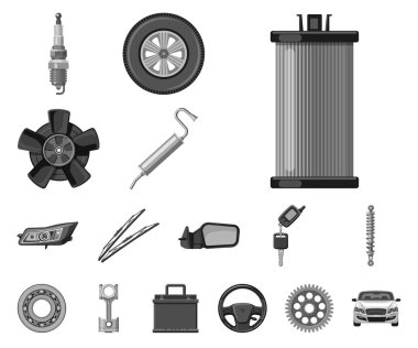 Otomatik ve bölümü simge vektör Illustration. Hisse senedi için oto, araba vektör simge kümesi.