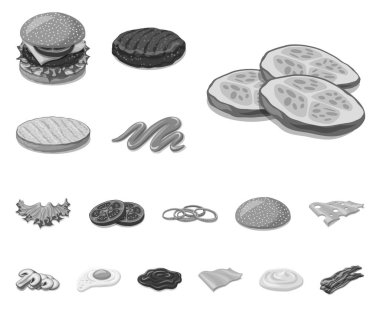 Burger ve sandviç işareti yalıtılmış nesne. Burger topluluğu ve hisse senedi için dilim vektör simgesi.