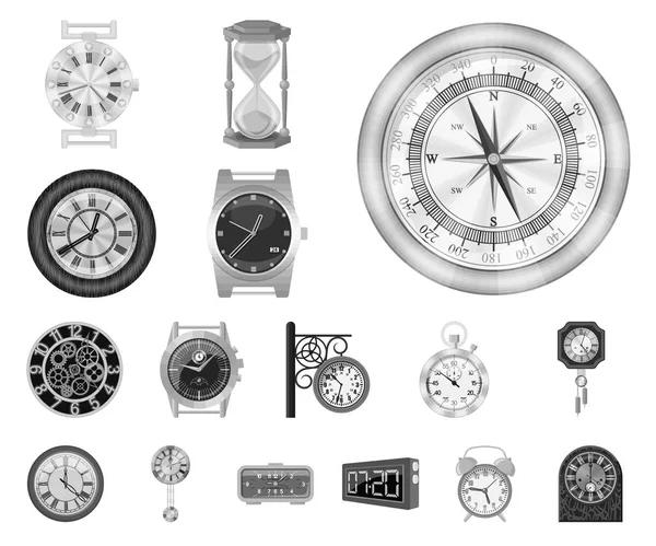 Objeto aislado del reloj y el icono de la hora. Conjunto de reloj y círculo icono de vector para la acción . — Archivo Imágenes Vectoriales