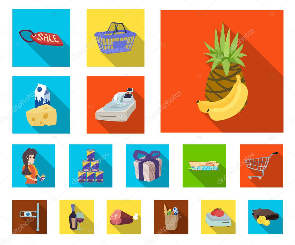 Vector illustration of food and drink symbol. Set of food and store stock symbol for web.