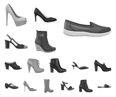 Ayakkabı ve kadın logo yalıtılmış nesne. Ayakkabı gibi ayarla ve stok vektör çizim ayak.