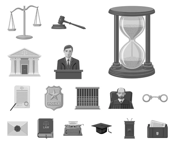 Objet isolé de la loi et logo de l'avocat. Ensemble de loi et de justice stock symbole pour le web . — Image vectorielle