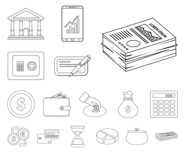 Diseño vectorial de banco y símbolo de dinero. Conjunto de banco y el símbolo de acciones de la factura para web . — Vector de stock