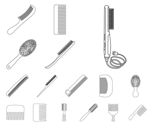 Objet isolé de pinceau et signe capillaire. Jeu de brosses et brosses à cheveux illustration vectorielle . — Image vectorielle