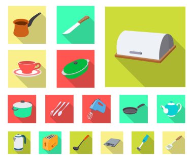 Mutfak ve yemek işaret yalıtılmış nesne. Hisse senedi için mutfak ve cihazı vektör simge kümesi.