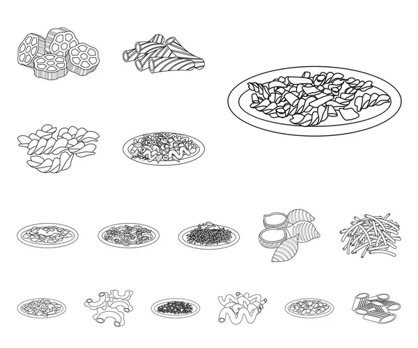 Εικονογράφηση διάνυσμα εικονίδιο ζυμαρικά και υδατανθράκων. Σύνολο ζυμαρικά και μακαρόνια σύμβολο μετοχής για το web. — Διανυσματικό Αρχείο