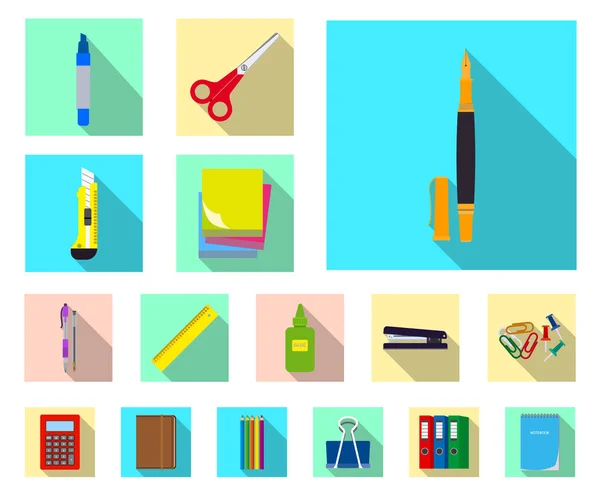 Vector ontwerp van office en levering symbool. Kantoor en school vector pictogram voor voorraad set. — Stockvector