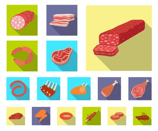 Vektor design av kött och skinka symbol. Uppsättning av kött och matlagning aktiesymbol för webben. — Stock vektor