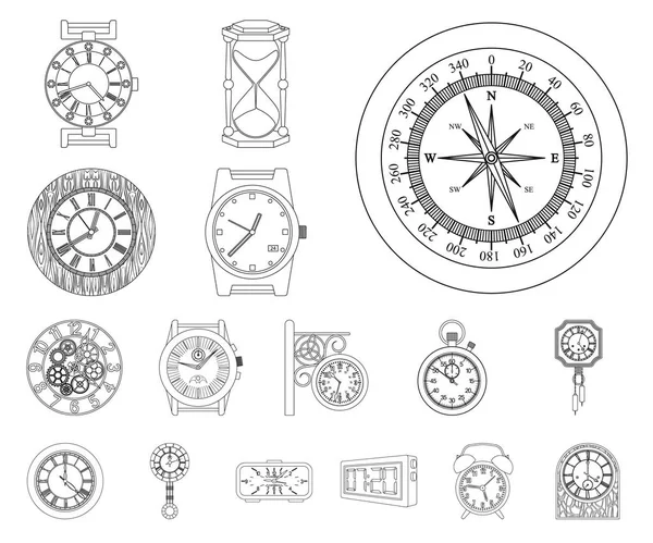 Oggetto isolato di orologio e tempo logo. Collezione di orologio e cerchio stock symbol per il web . — Vettoriale Stock