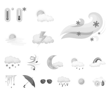 Hava ve İklim simge vektör Illustration. Hava ve bulut hisse senedi vektör çizim seti.