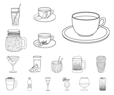 İçki ve bar logo vektör Illustration. İçki kümesi ve hisse senedi için parti vektör simgesi.