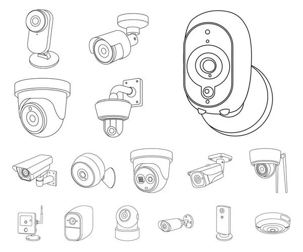 Projeto vetorial de cctv e ícone da câmera. Coleção de cctv e ícone do vetor do sistema para estoque . —  Vetores de Stock