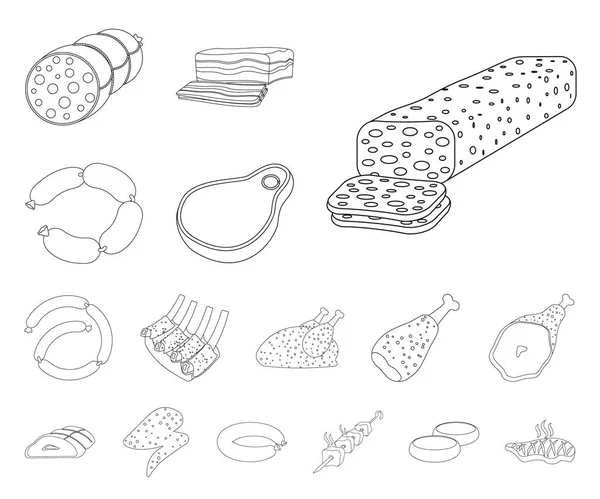 Design vettoriale del logo carne e prosciutto. Raccolta di carne e brodo di cottura simbolo per il web . — Vettoriale Stock
