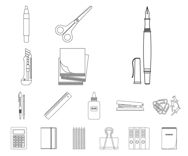 Isolé objet de bureau et icône de fourniture. Ensemble d'icône vectorielle de bureau et d'école pour stock . — Image vectorielle