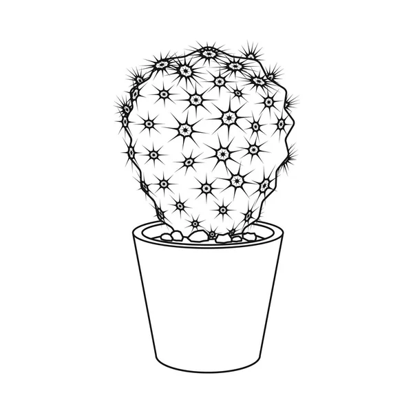 Oggetto isolato di cactus e simbolo del vaso. Serie di cactus e cactus stock illustrazione vettoriale . — Vettoriale Stock