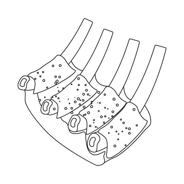 Isolierte Objekt von Fleisch und Schinken Zeichen. Set aus Fleisch und Kochutensilien für das Web. — Stockvektor