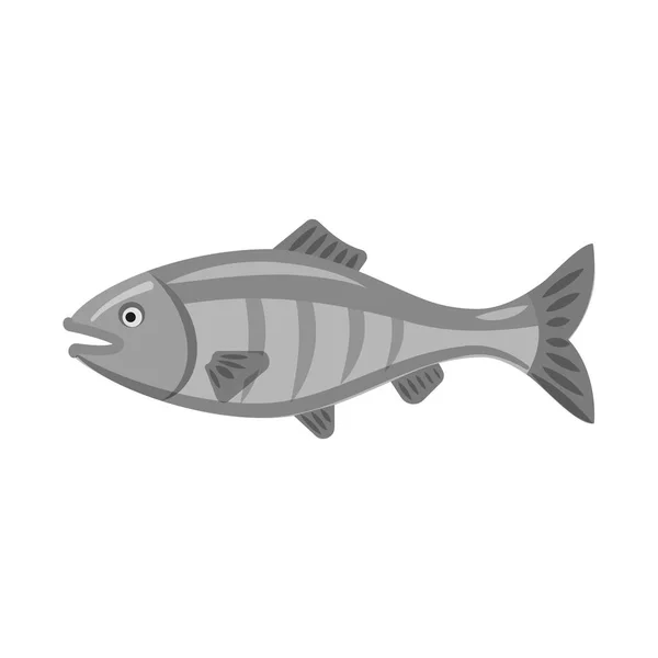 Vektordesign von Fischen und Angelzeichen. Set von Fisch und Ausrüstung Lagersymbol für Web. — Stockvektor