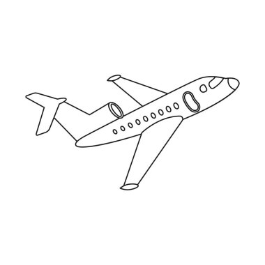 Uçak ve taşıma işareti yalıtılmış nesne. Hisse senedi için uçak ve gökyüzü vektör simge topluluğu.