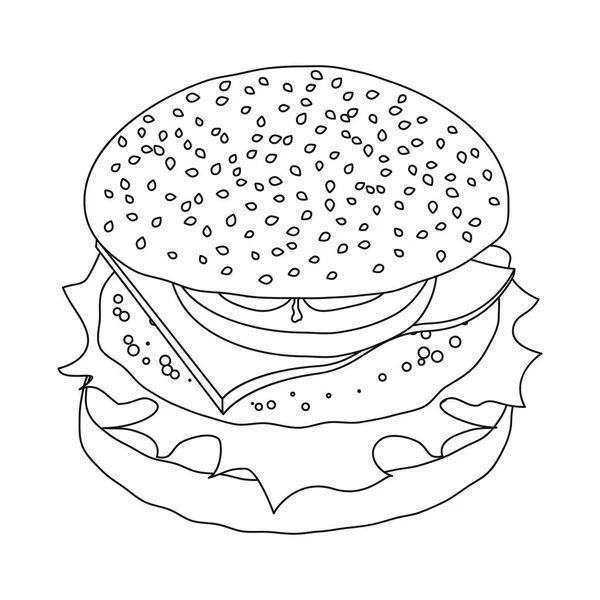 Isolated object of burger and sandwich sign. Set of burger and slice stock vector illustration. — Stock Vector