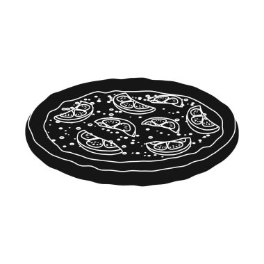 Pizza ve gıda işareti vektör tasarımı. Web için pizza ve İtalya hisse senedi simgesi kümesi.