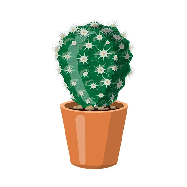Objek terisolasi dari kaktus dan tanda panci. Set dari cactus dan cacti gambar vektor stok . - Stok Vektor