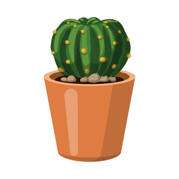 Vectorillustratie van cactus en pot symbool. Collectie van de cactus en cactussen van de voorraad symbool voor web. — Stockvector
