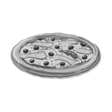 Pizza ve gıda sembolü yalıtılmış nesne. Pizza kümesi ve hisse senedi için İtalya vektör simgesi.