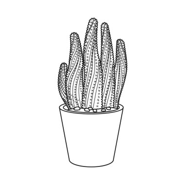 Kaktüs ve pot logo yalıtılmış nesne. Kaktüs ve kaktüsler hisse senedi vektör çizim.