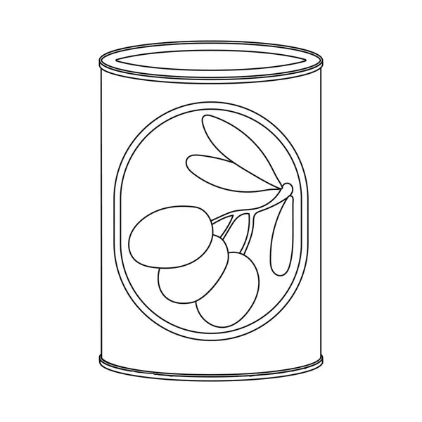 Projeto vetorial de lata e sinal de comida. Conjunto de lata e pacote de ilustração vetorial de estoque . — Vetor de Stock