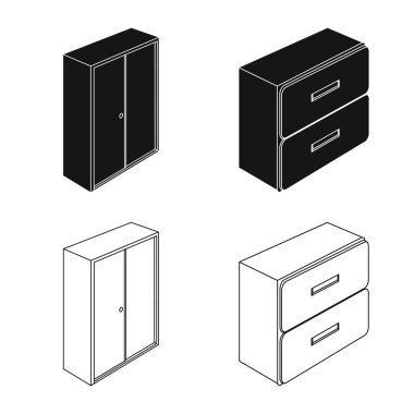 Bir yatak odası ve oda işaret illüstrasyon vektör. Yatak ve mobilya hisse senedi simgesi için web topluluğu.