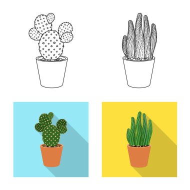 Kaktüs ve pot simge vektör Illustration. Kaktüs ve web için kaktüsler hisse senedi simgesi.