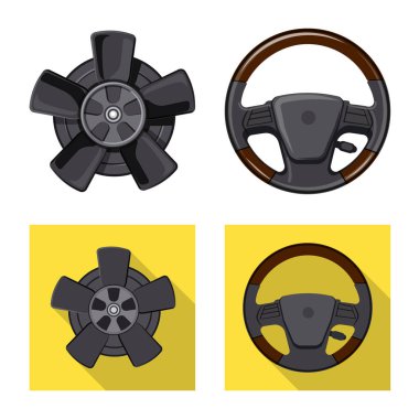 Otomatik ve bölümü logosu yalıtılmış nesne. Hisse senedi için oto, araba vektör simge kümesi.