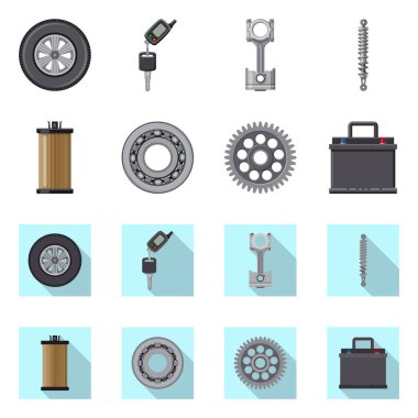 Tasarım otomatik vektör ve işareti bölüm. Hisse senedi için oto, araba vektör simge kümesi.