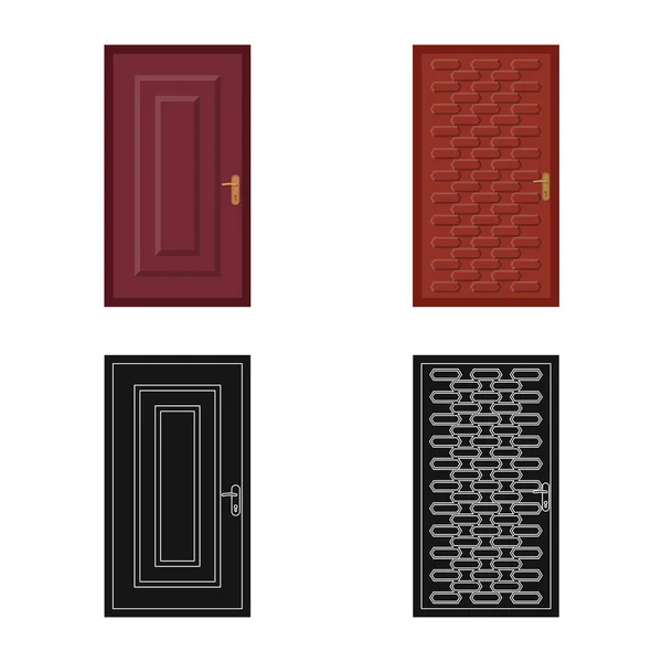 Vector illustration of door and front sign. Set of door and wooden vector icon for stock. — Stock Vector