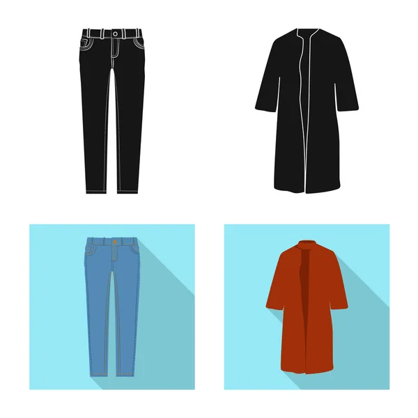 Vector ontwerp van vrouw en kleding symbool. Set van vrouw en dragen voorraad vectorillustratie. — Stockvector