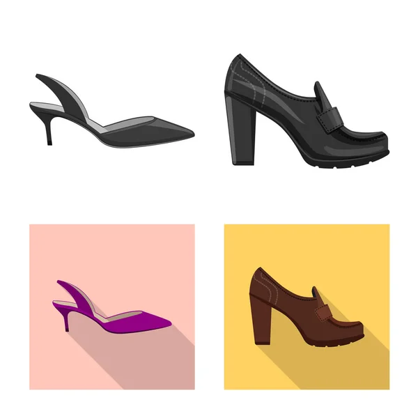 Objet isolé de chaussures et icône femme. Collection de chaussures et pied stock symbole pour la toile . — Image vectorielle