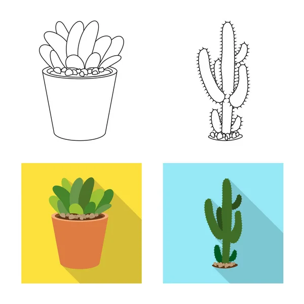 Objeto aislado de cactus y logotipo del pote. Colección de cactus y cactus vector icono para stock . — Vector de stock
