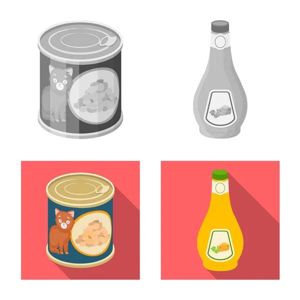 独立对象的罐头和食品标识。网络中的 can 和包装股票符号的收集. — 图库矢量图片