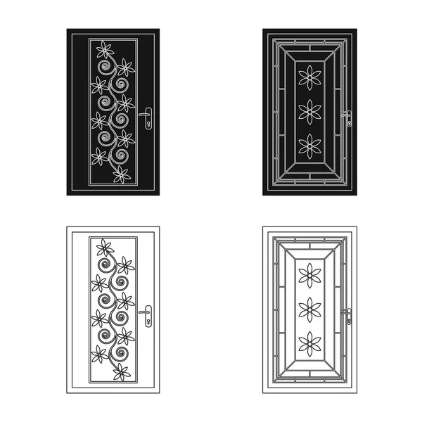 Objet isolé de porte et icône avant. Ensemble de porte et symbole de stock en bois pour toile . — Image vectorielle