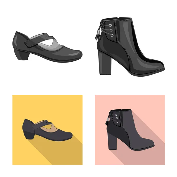 Illustration vectorielle des chaussures et du symbole féminin. Collection de chaussures et pied stock symbole pour la toile . — Image vectorielle