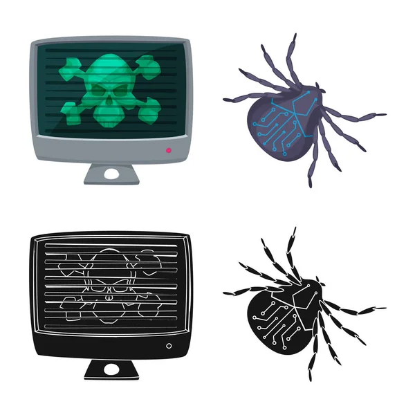 Conception vectorielle du virus et symbole sécurisé. Jeu d'illustration vectorielle de virus et de cyber-stock . — Image vectorielle