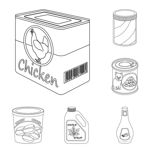 Ilustración vectorial del signo de lata y comida. Colección de lata y paquete icono vectorial para stock . — Archivo Imágenes Vectoriales