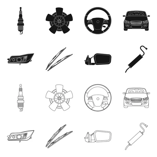 Geïsoleerde object van auto en deel logo. Set van auto en auto voorraad vectorillustratie. — Stockvector