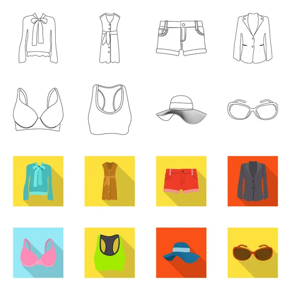 Objeto aislado de la mujer y el icono de la ropa. Colección de la mujer y el desgaste vector de stock ilustración . — Vector de stock