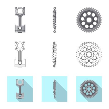 Otomatik ve bölüm işareti yalıtılmış nesne. Hisse senedi için oto, araba vektör simge topluluğu.
