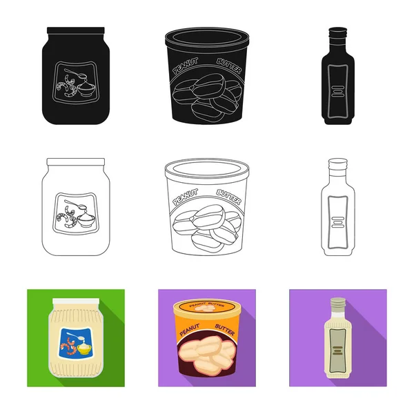 Ilustración vectorial de lata y logotipo de alimentos. Conjunto de ilustración de vectores de latas y paquetes . — Archivo Imágenes Vectoriales