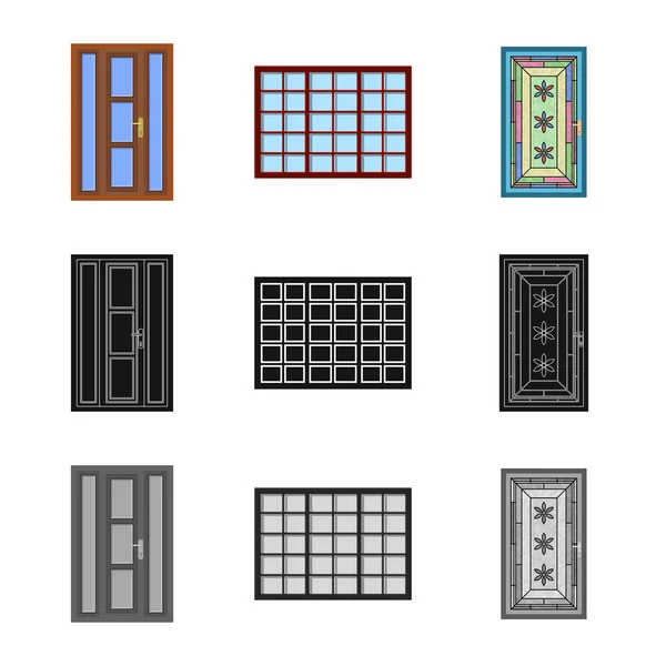 Ilustração vetorial da porta e do sinal frontal. Coleção de porta e vetor de madeira ícone para estoque . — Vetor de Stock