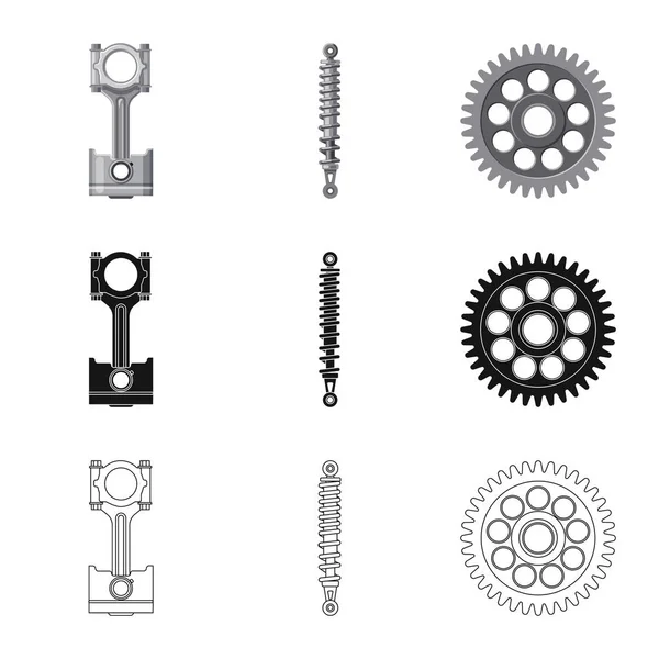 Vektorillustration av auto och en del symbol. Uppsättning av auto och bil lager vektorillustration. — Stock vektor